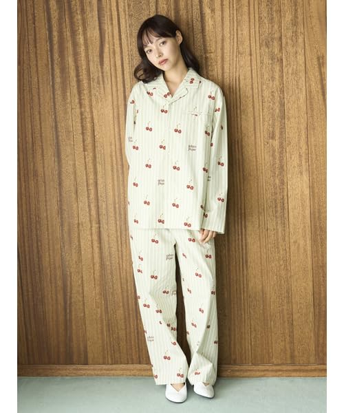 Cherry Print Shirt PUFT255211GRN [UNISEX] (M-L)