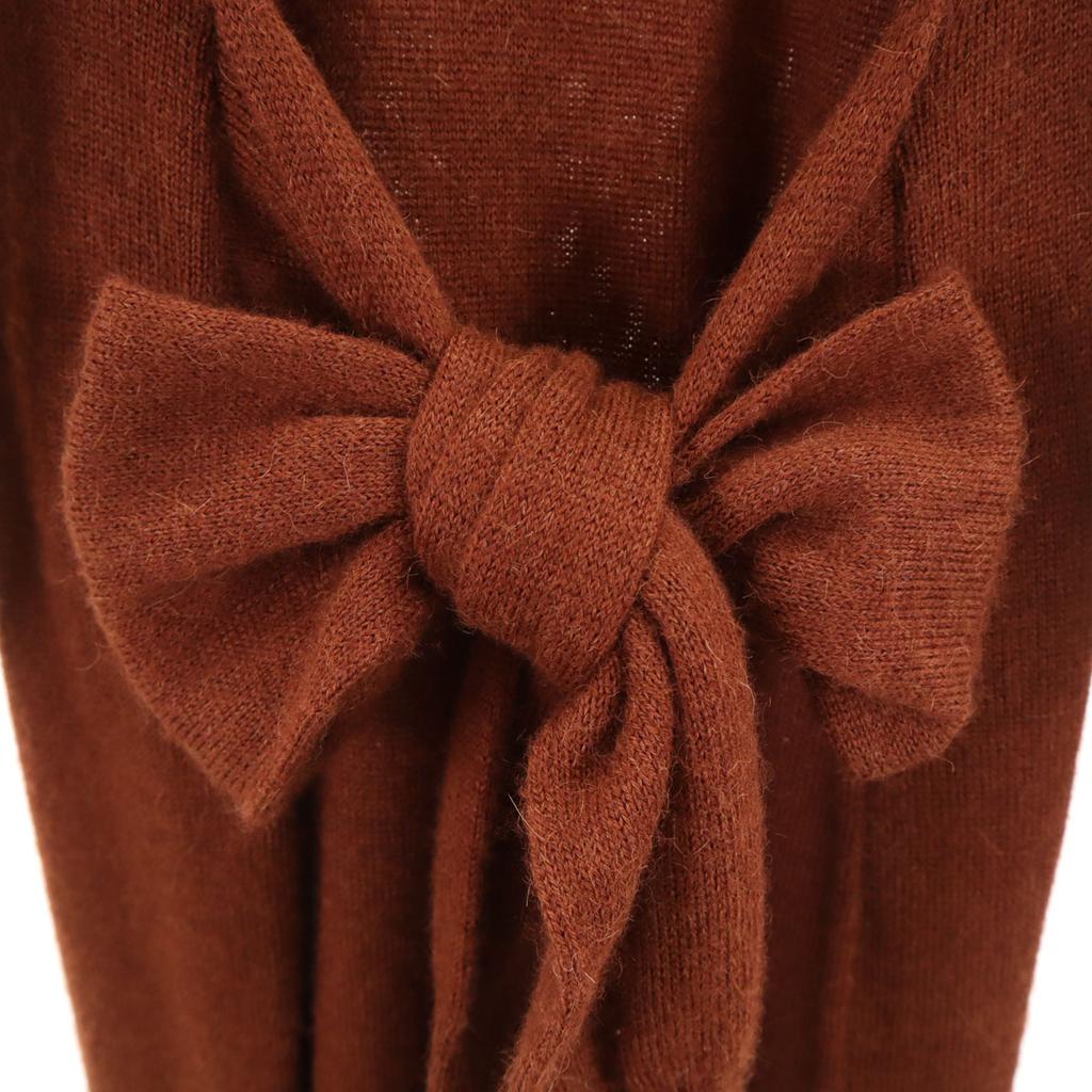 SAYAKA DAVIS alpaca Long sleeve knit Long dress P Brown Women Used