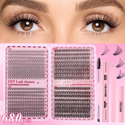 Diy Segmented Single Tuft False Eyelashes 8-16Mm Eyelashes With Glue Tweezers