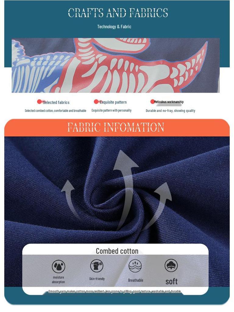 Boys' Summer 2026 Luminous Dinosaur T-Shirt Short Sleeve