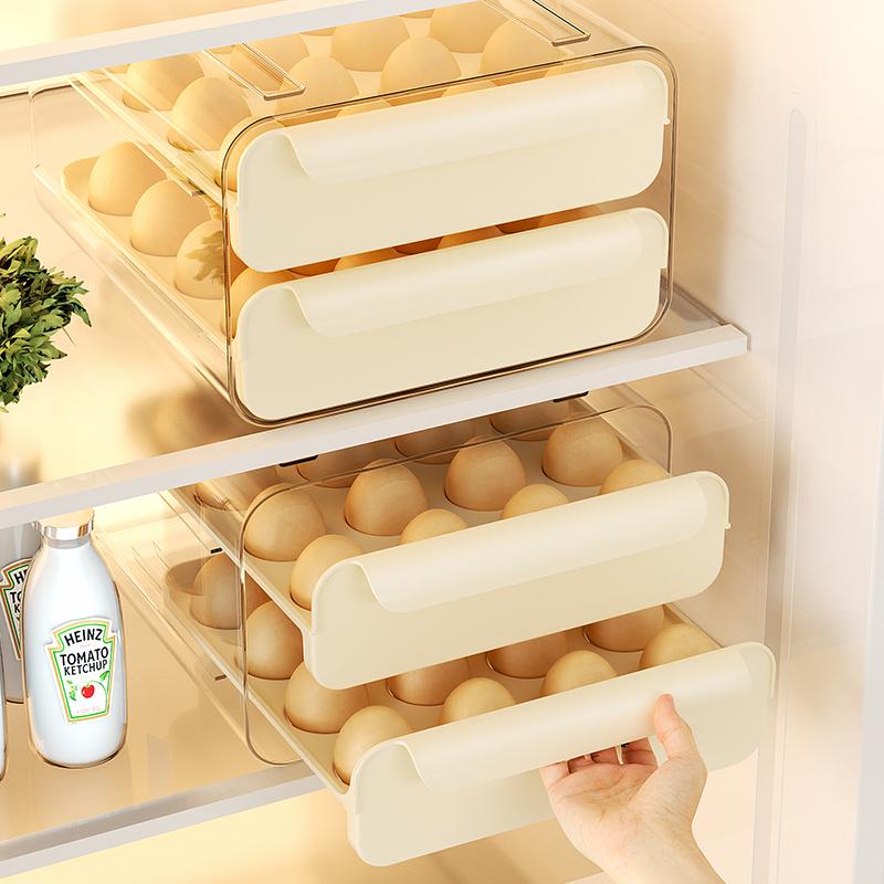 UFORU Egg Storage Box Kitchen Refrigerator Drawer Type Egg Carton Double Layer Egg Holder Crisper Box