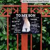 2D Flat, 1pc "To My Son" Aluminium Sign 8x12 Inch - Mountain Cave & Hiker Silhouette Design, Father To Son Love Quote, Gift for Son From Dad