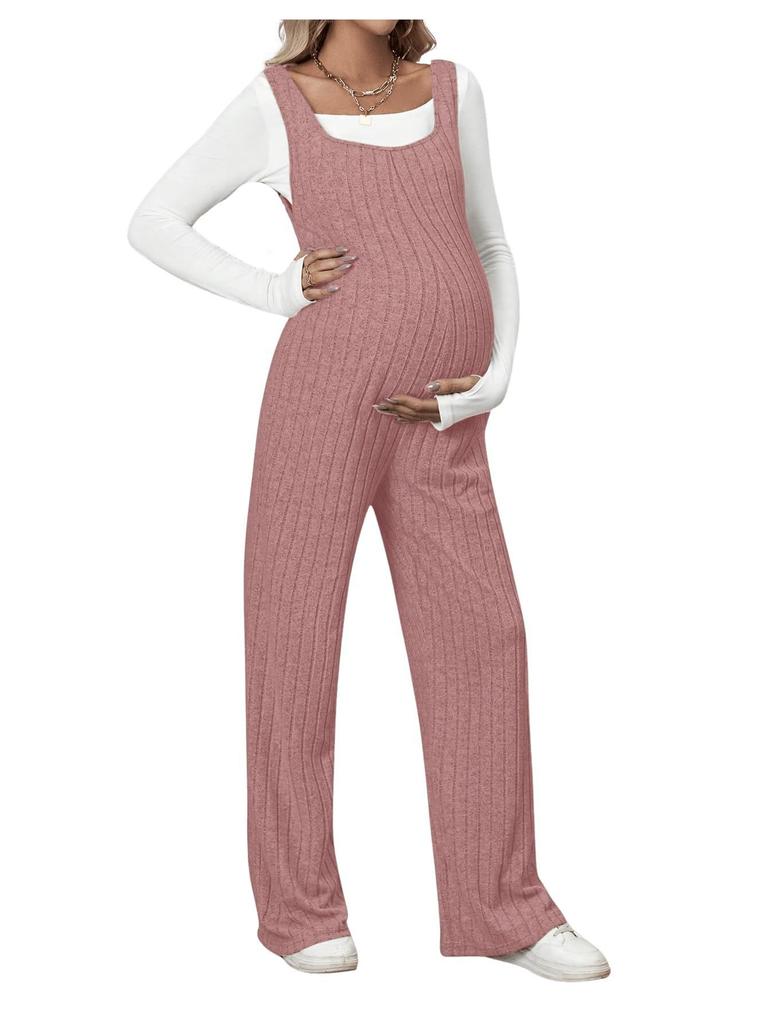 Pregnant Women's Jumpsuit for Autumn and Winter, New Knitted Overalls with Loose Belly Support, Slimming Maternity Clothing