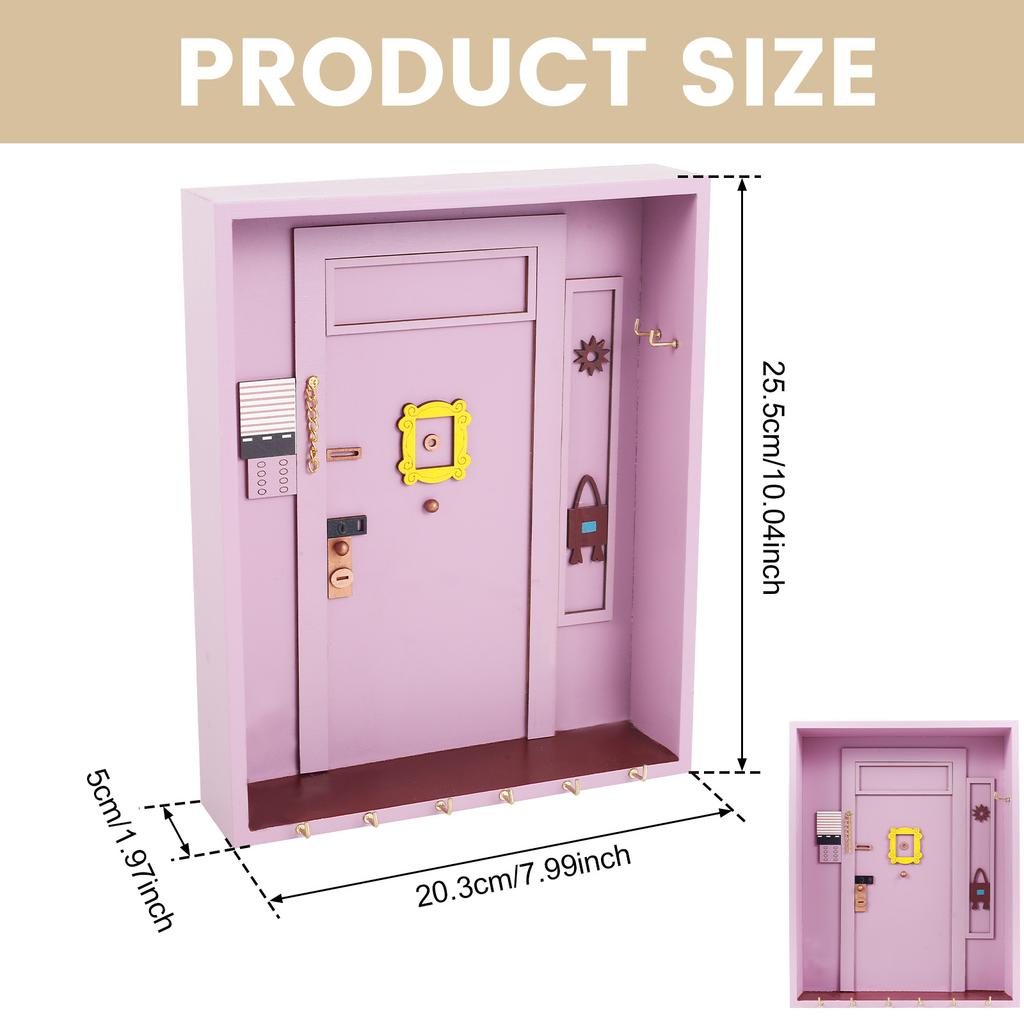 Wooden Wall Key Hanger with 6 Hook Wall Mounted Key Holder Decorative Key Storage Rack Sturdy Entrance Key Mail Organizer