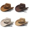 Vintage Western Cowboy Hat With Suede Fabric And Large Brim For Fashion And Sun Protection