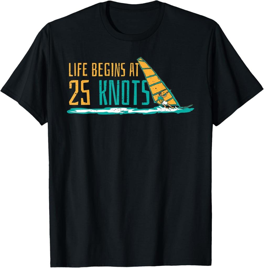 Windsurfen Leben beginnt bei 25 Knoten Surfer Spruch Geschenk Unisex T-Shirt