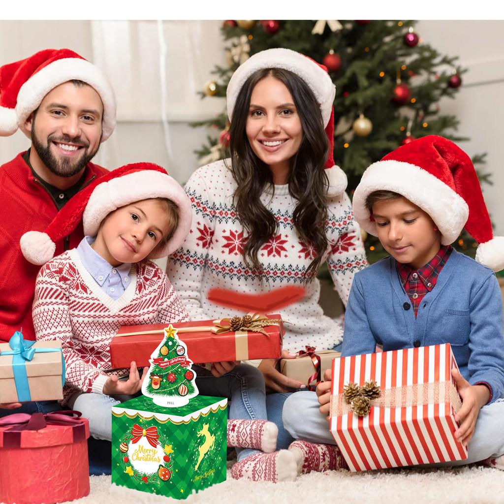 Tree Christmas Green Themed Pattern Gift Box Christmas And Party Events Decor