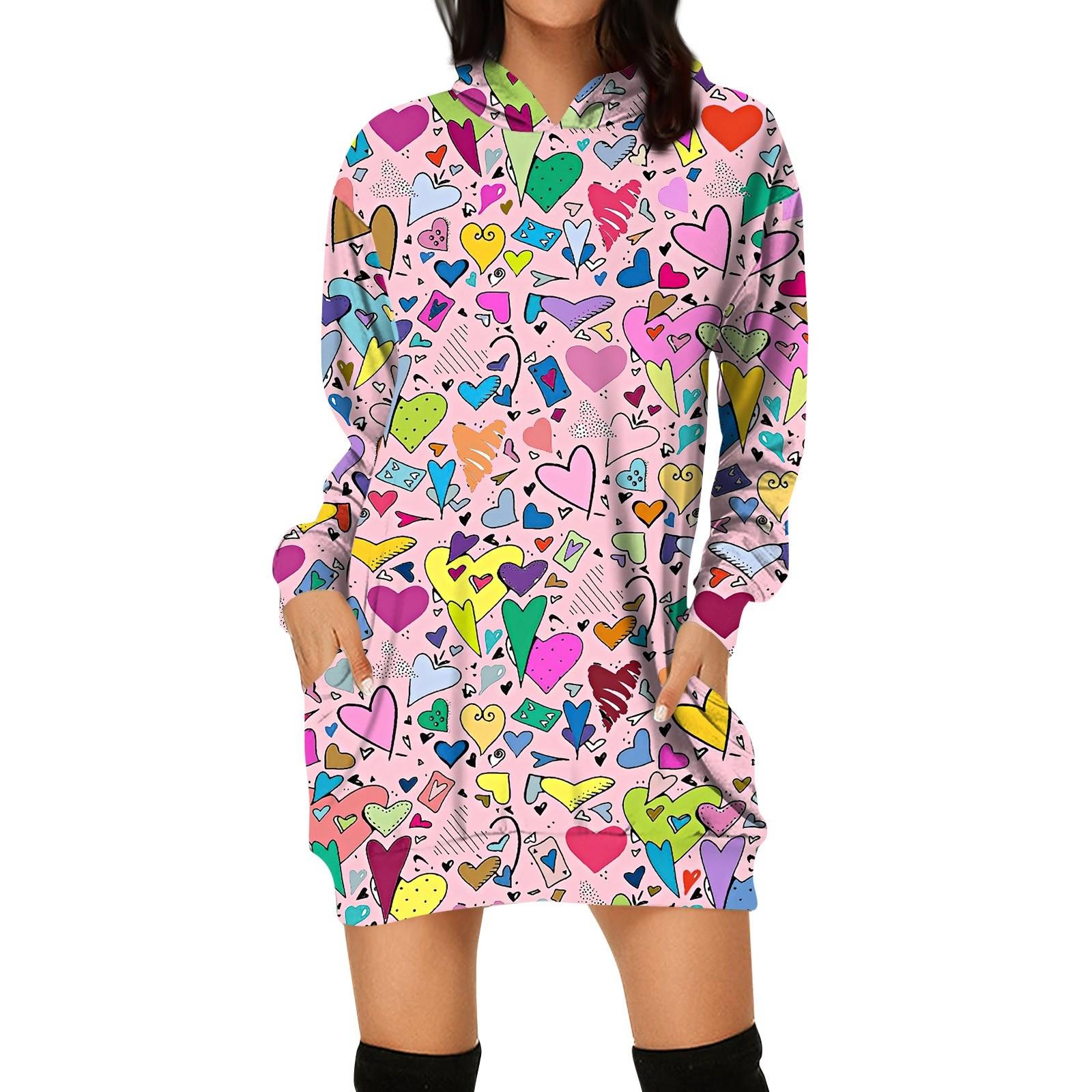 

Женская мода свободный повседневный карман с длинным рукавом толстовка с принтом свитшот XXL фиолетовый