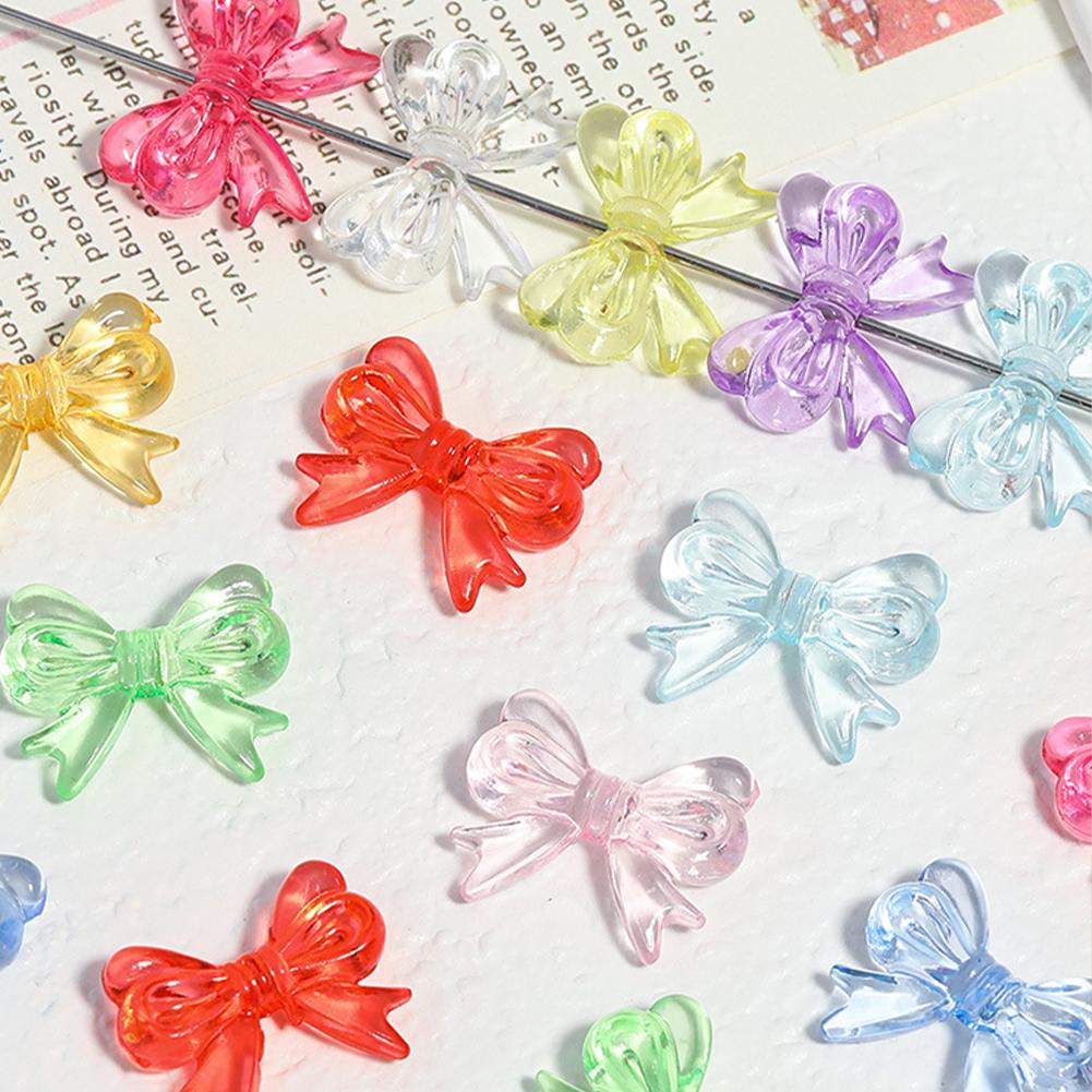 30Pcs Multicolor Transparent Acrylic Bowknot Beads For DIY Bracelet Earring Keychain Daliy Jewelry Supplies
