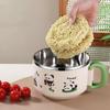 Cute 1000ML Instant Noodle Bowl Stainless Steel with Handle Rice Soup Bowl Large Capacity Cartoon Lunch Box Picnic