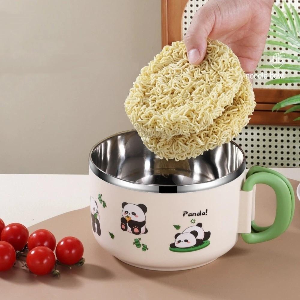 Cute 1000ML Instant Noodle Bowl Stainless Steel with Handle Rice Soup Bowl Large Capacity Cartoon Lunch Box Picnic