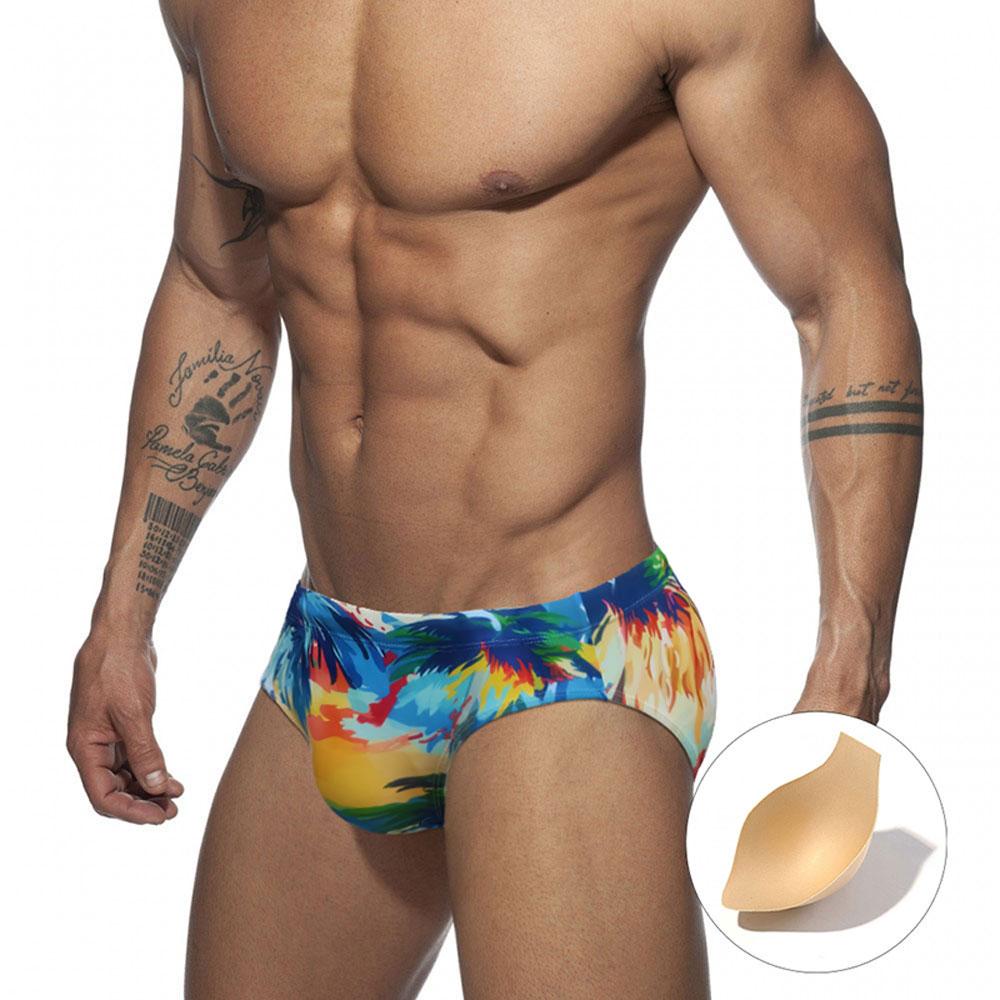 Pánská móda Sexy Swim Brief Sexy plavky s potiskem pro muže Surfovací plavky Low-Rise