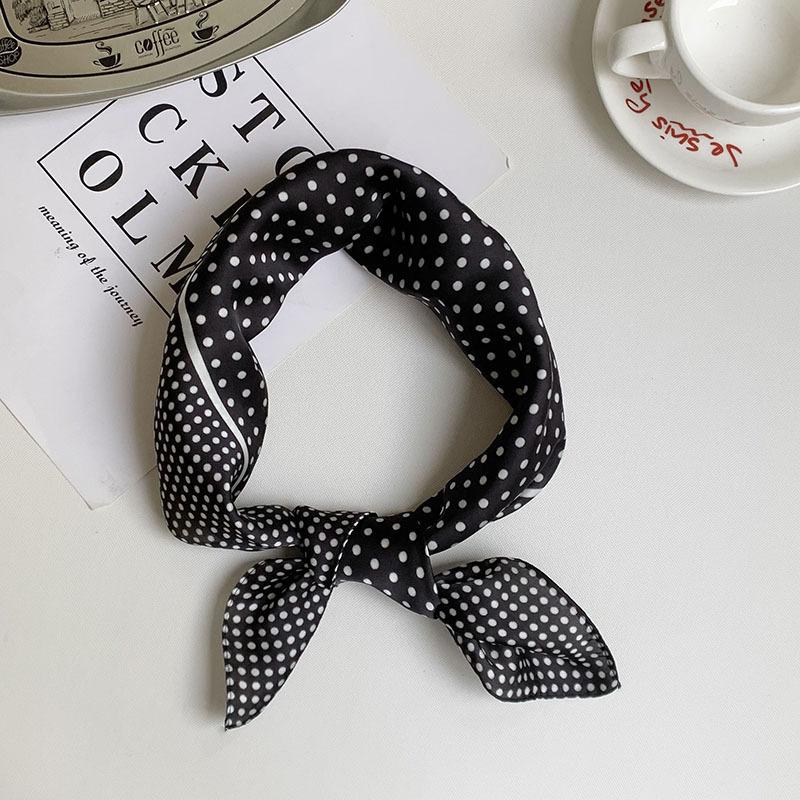 Fashion small polka dot simulation silk printing silk scarf high-end shawl sunscreen neck 70 square scarf women's sunscreen headscarf