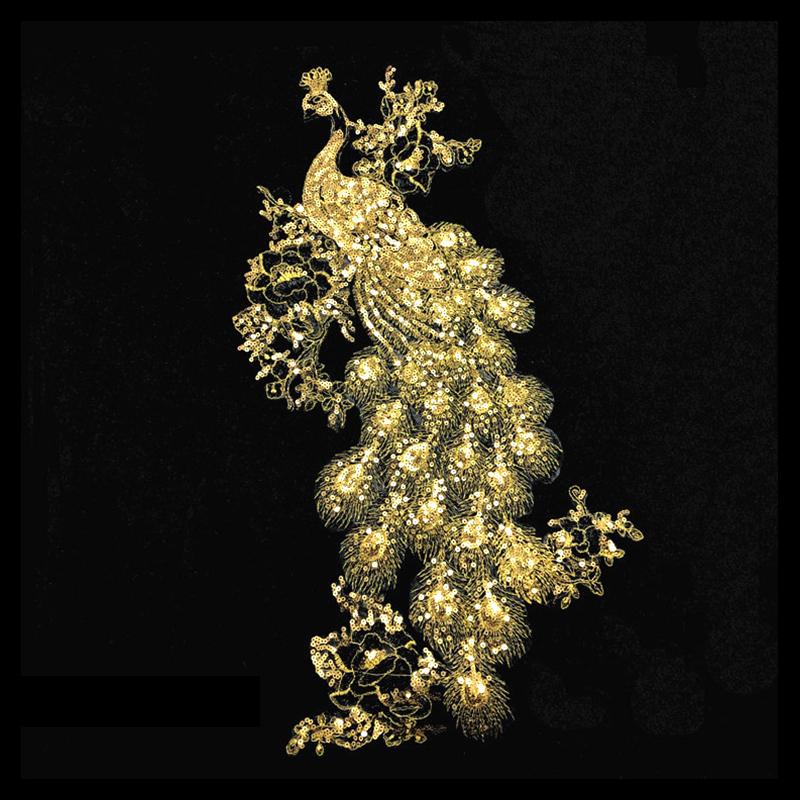 

1PC Phoenix Embroidery 47×26cm Gold Sequin DIY Applique Patches Bridal Dress Clothes Embroidered Sew/Iron On Trimming Sewing 47*26cm
