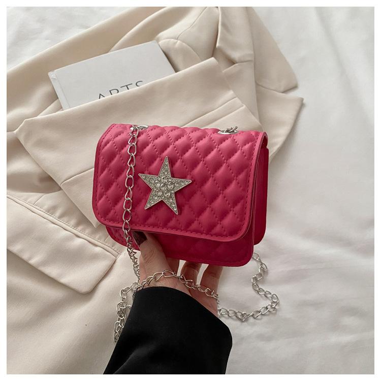 

Летняя новая модная звезда бриллиантовая цепочка женская личность красивая сумка-мессенджер на плечо маленькая квадратная сумка роза розовый