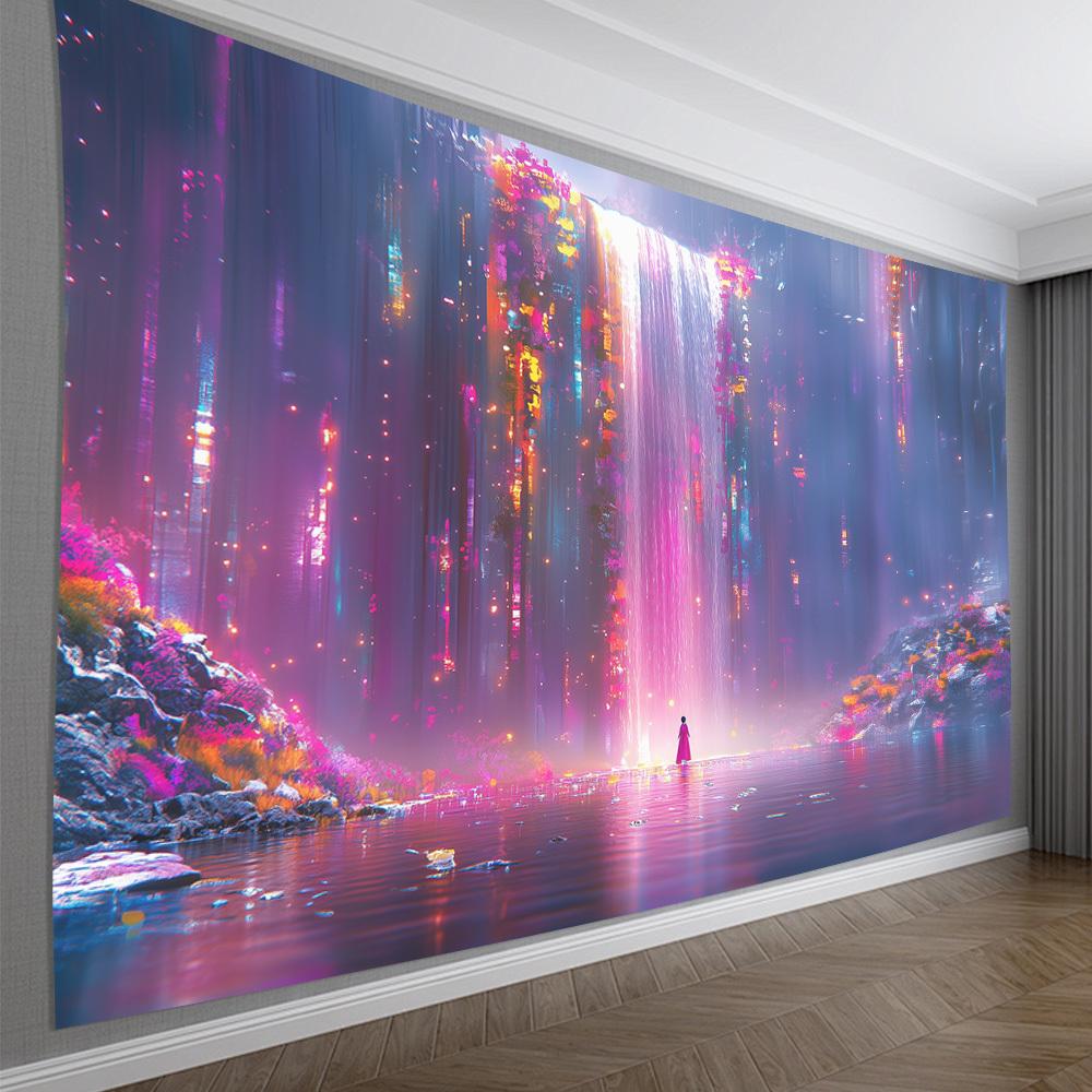 Beautiful Waterfall Scene Digital Printing Polyester Wall Hanging Tapestry Decorative Living Room Bedrooms Background Gift