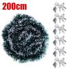 Christmas Tinsel Garland Green Cane Ribbons with Bow Xmas Tree Wreath Hanging Ornaments Home New Year Party Decoration Supplies