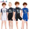 Children's Swimsuit Women's Short-sleeved One-piece Swimming Trunks Men Middle Small Sunscreen Quick-drying Hot Diving Suit