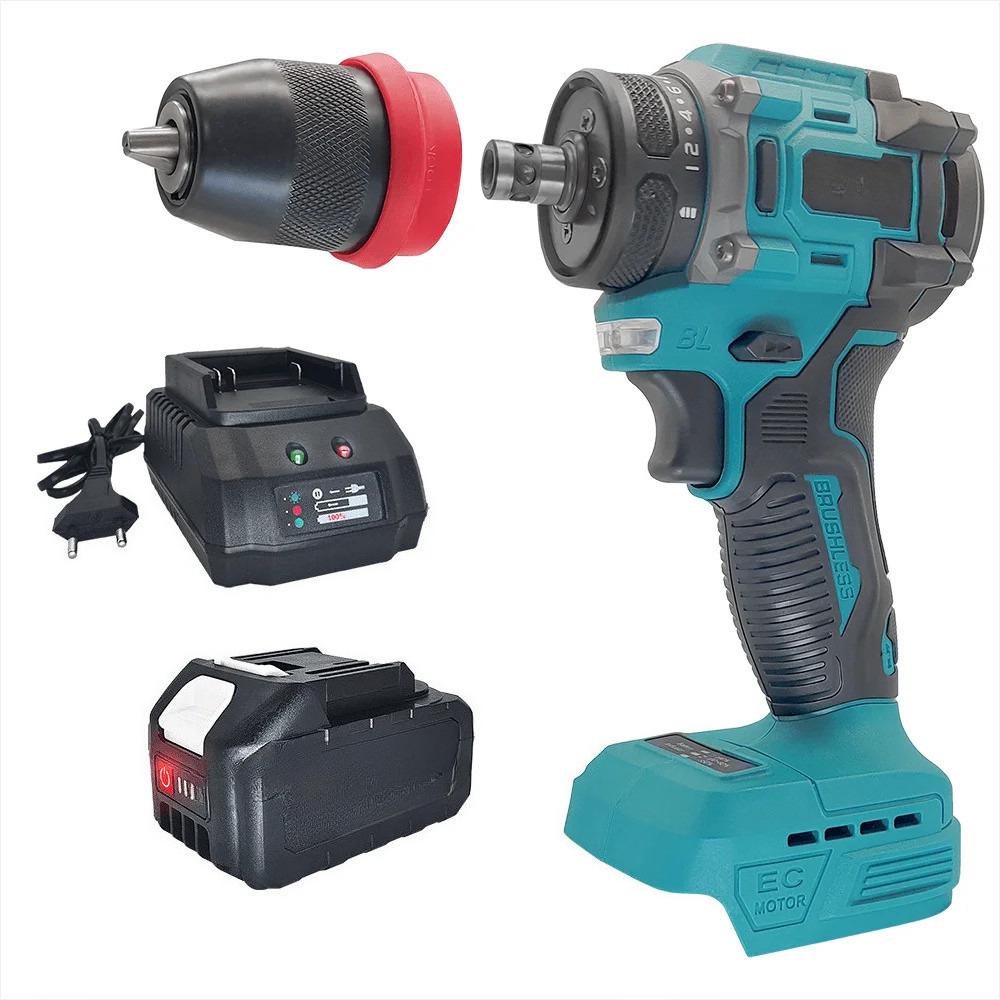 2 In 1 10MM Brushless Screwdriver Rechargeable Handheld Drilling Holes Power Tool Cordless Electric Drill Chuck