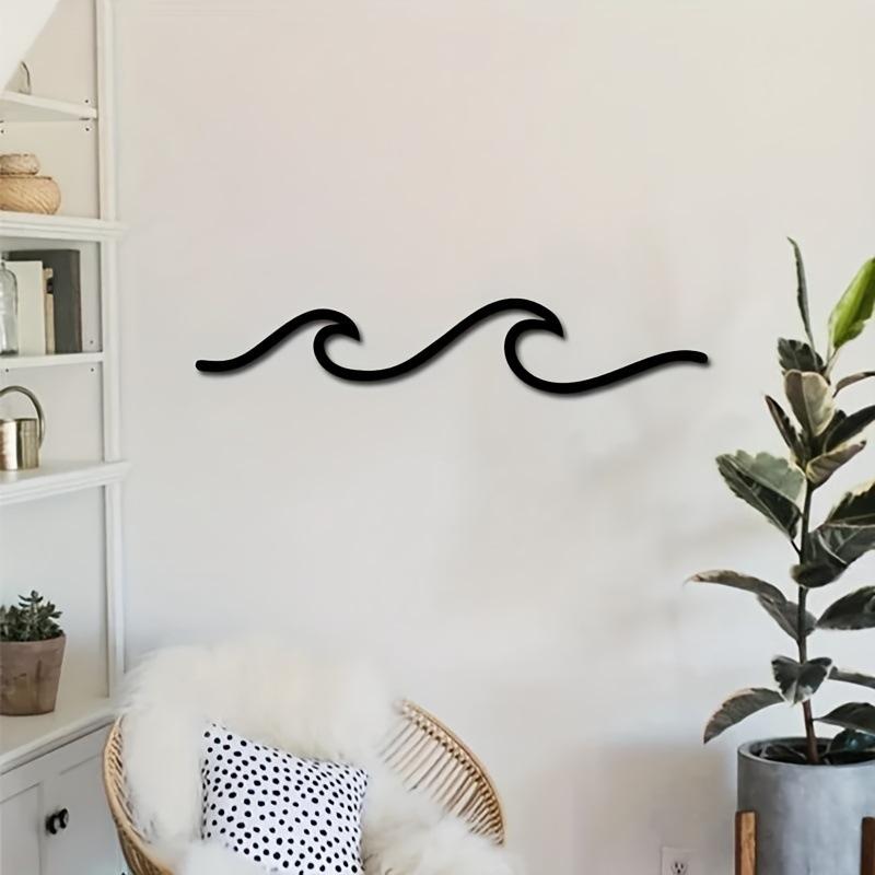 1pc Metal Wave Art Sign, Modern Minimalist Wall Decor,Metal Line Wave Wall Sculpture,Line Art Decoration for Office Metal Walls.