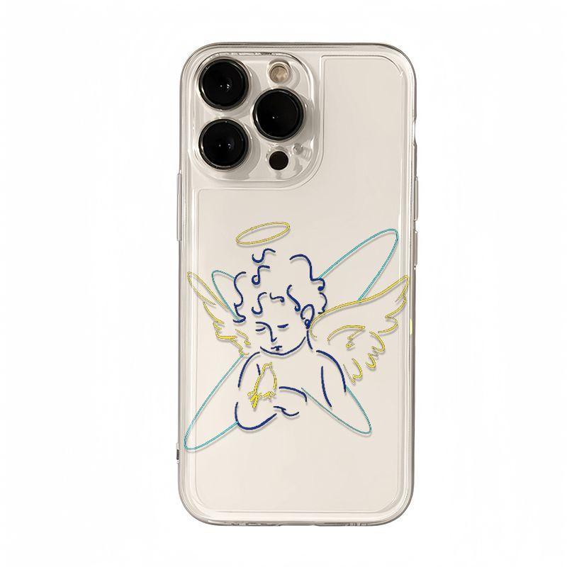 Line Angel Boy Soft Fashion Phone Case For iPhone 17 Pro Max 16 Pro 15 Plus 14 13 mini 12 11 16E 17 Air Case