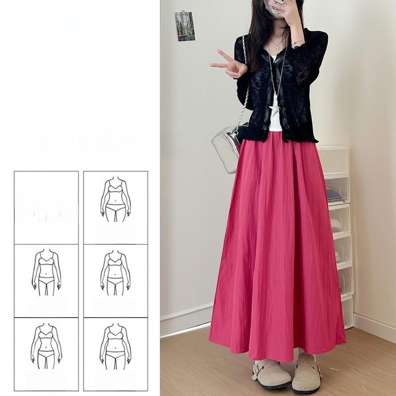 Summer High Waist A Line Skirt With Pleated Design For Casual Wear