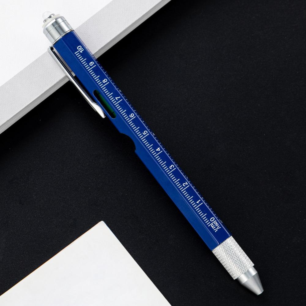 Metall-Multitool-Stift 9-in-1 Mit LED-Licht Wasserwaage Schraubendreher Lineal Kugelschreiber Holzbearbeitungsstift Bauwerkzeuge