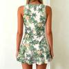 Women Sleeveless Floral Print Mini Dress Casual Loose Fit Crew Neck Soft Fabric Lightweight Summer Dress