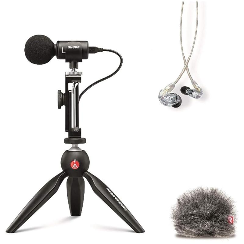 

SHURE MV88+SE215-CL-A portable video shooting kit : stereo condenser microphone iOS Android MV88+ & earphones Windjammer [/Manufacturer s warranty 2