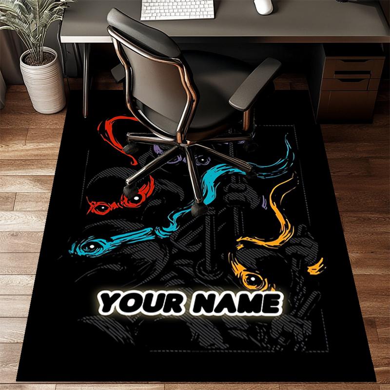 1PC Custom Name "Dark Fantasy Warrior" Theme Floor Mat Ideal for Living Room, Game Rooms, Office, Bedroom Floor Mat Playful Design