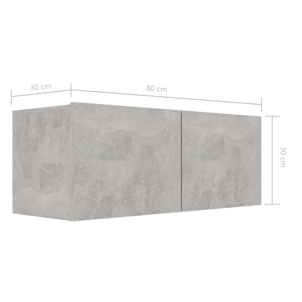 8 piece TV cabinet set concrete grey particleboard