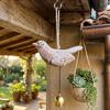 Distressed Wood Wind Chime Rustic Wooden Bird Wind Chime Vintage Hanging Bell Pendant Farmhouse Garden Decor for Patio Balcony