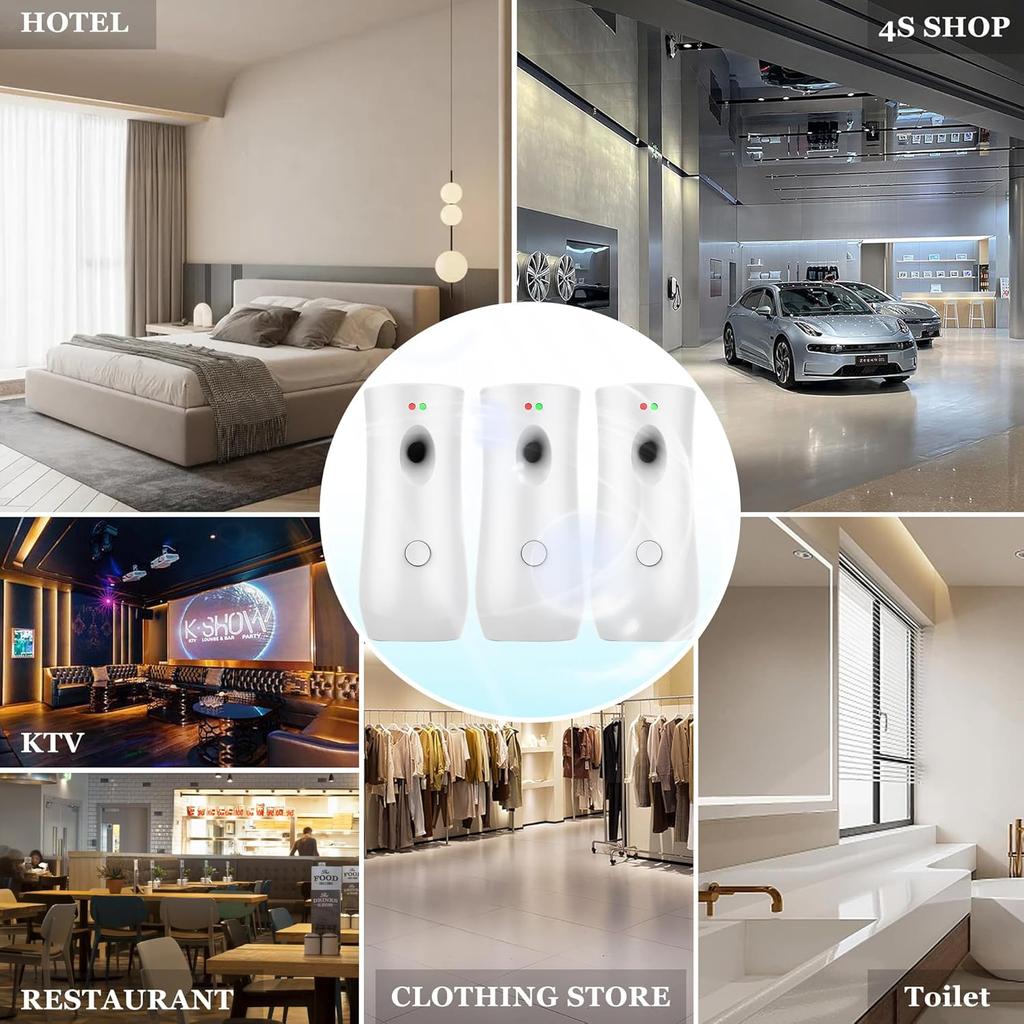 (3-Pack) Automatic Fragrance Dispenser Wall-mounted Aerosol Spray Air Freshener for Hotels, Home, Indoor, Offices, Schools, Restaurants, Commercial