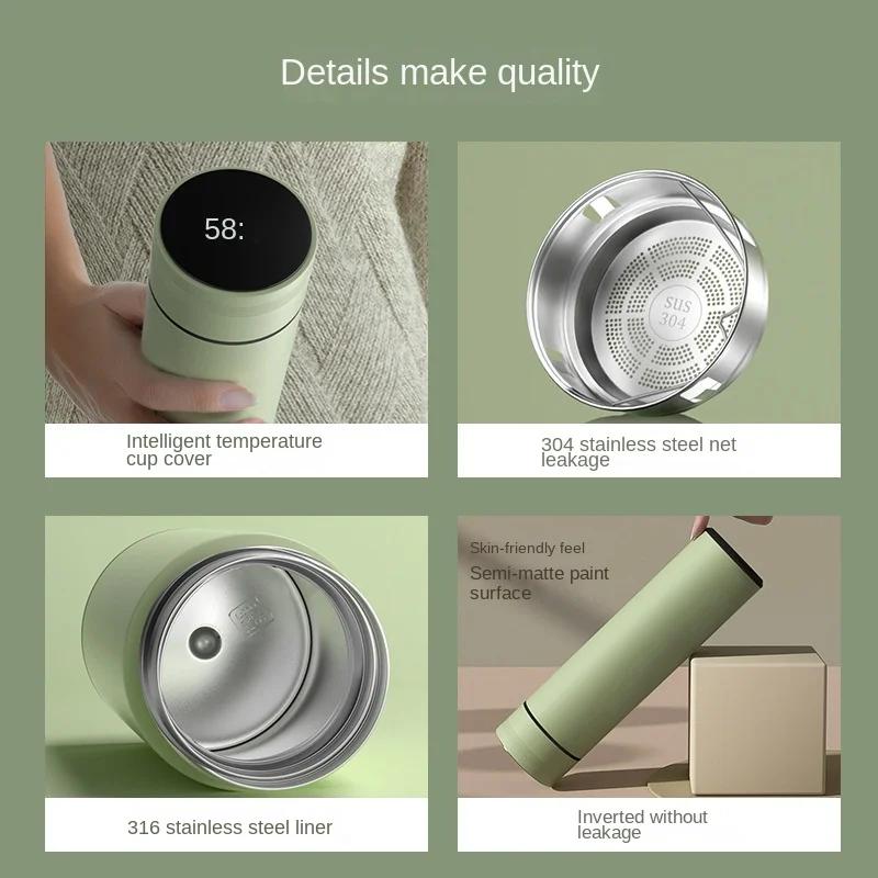 Smart Temperature Display Smart Thermos Cup 480ml 304 Stainless Steel Waterproof Double-wall Vacuum Thermos Cup