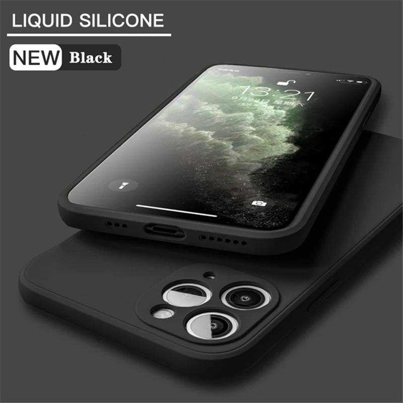 

Мягкий жидкий силиконовый простой резиновый чехол для телефона для iPhone 15 14 13 12 11 Pro Max X XR XS Max 7 8 15 Plus Роскошный противоударный защитный чехол-бампер For iPhone 15 чёрный