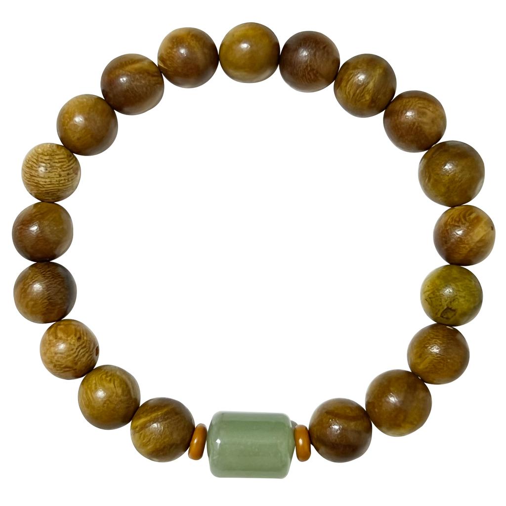 Natural Wooden Beaded Bracelet for Men 10mm Round Beads Sandalwood Bangle