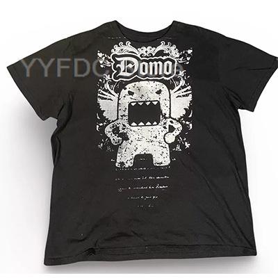 Retro Guitar Playing Domo T Shirt Harajuku Fashion Cartoon Print Tshirt Unisex Women Summer Cotton Round Neck Short Sleeve Tee Top