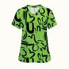 Women's Medical Uniforms Cartoon Pattern Print Dental Nursing Tops Fashion V-Neck Short Sleeve Vet Spa Clinical Uniform Woman
