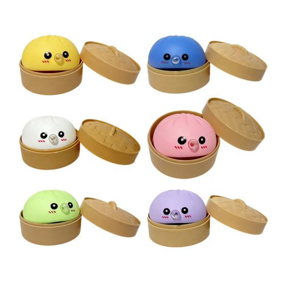 12Pcs Bubble Blowing Steamed Bun Toy with Steamer Cartoon Dumpling Sensory Pinch Fidget Toy Stress Relief Relaxation Decompression Tool