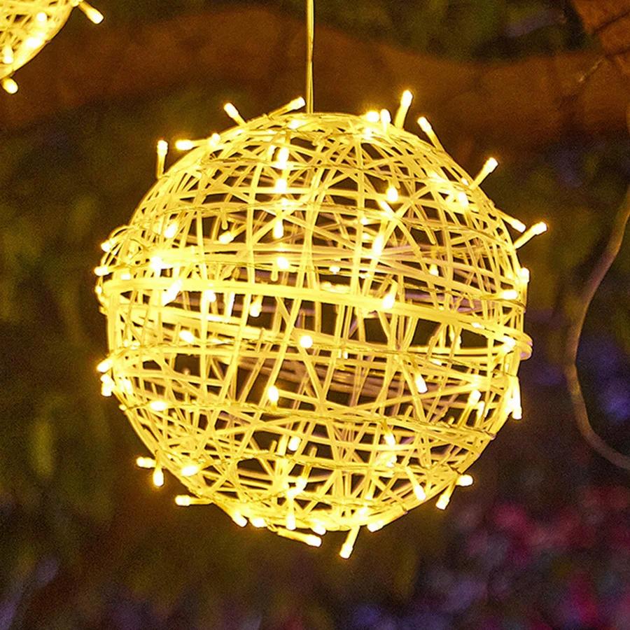 Dia20/30CM Big Globe Rattan Ball Christmas String Light Globe Ball Garland Fairy Light for Tree Holiday Wedding Party Decor