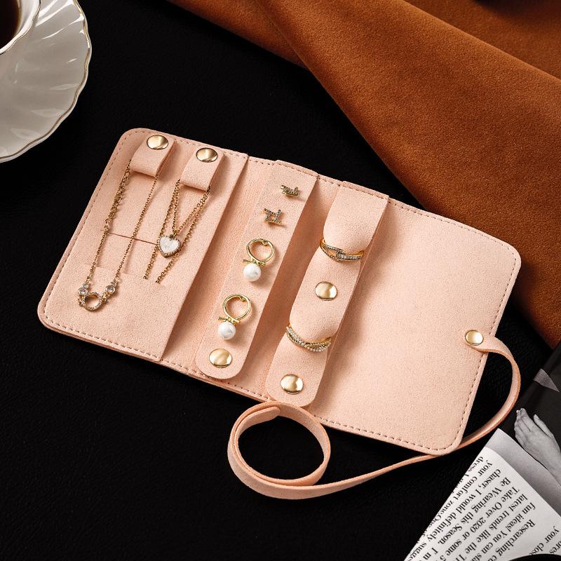 New Foldable Portable Women Jewelry Organizer Roll Travel Bag Jewelry Roll Bag Roll Up Jewelry Pouch for Rings Necklace Earring