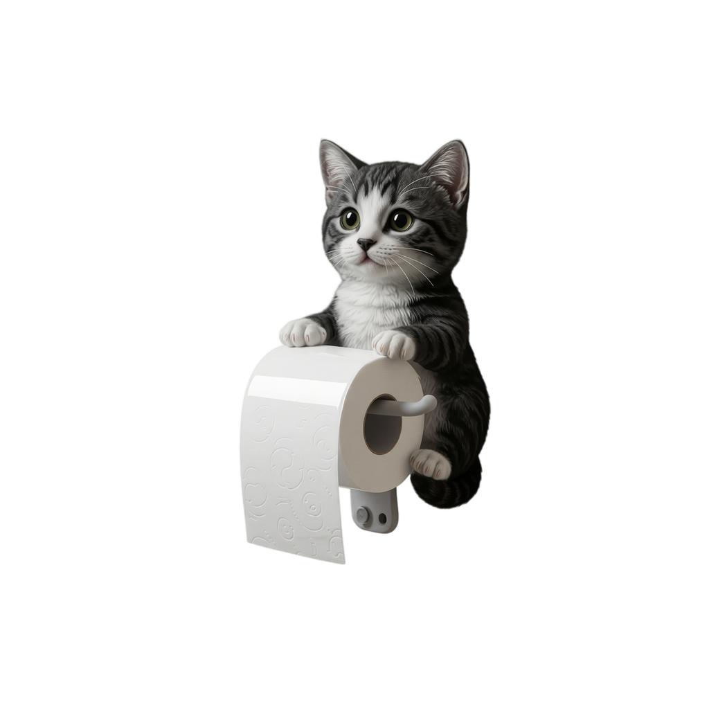 Harz Katze Toilettenpapierhalter Wandmontiert Badezimmer Tissue Spender Dekorative Hängeornament Kreatives Tierdesign für Zuhause
