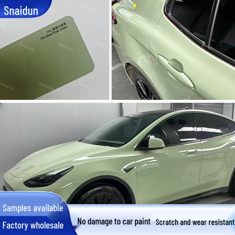 Khaki Green High Gloss TPU Color Changing Car Wrap: Invisible, Anti-Scratch Full Paint Protection Film High Gloss Khaki Green