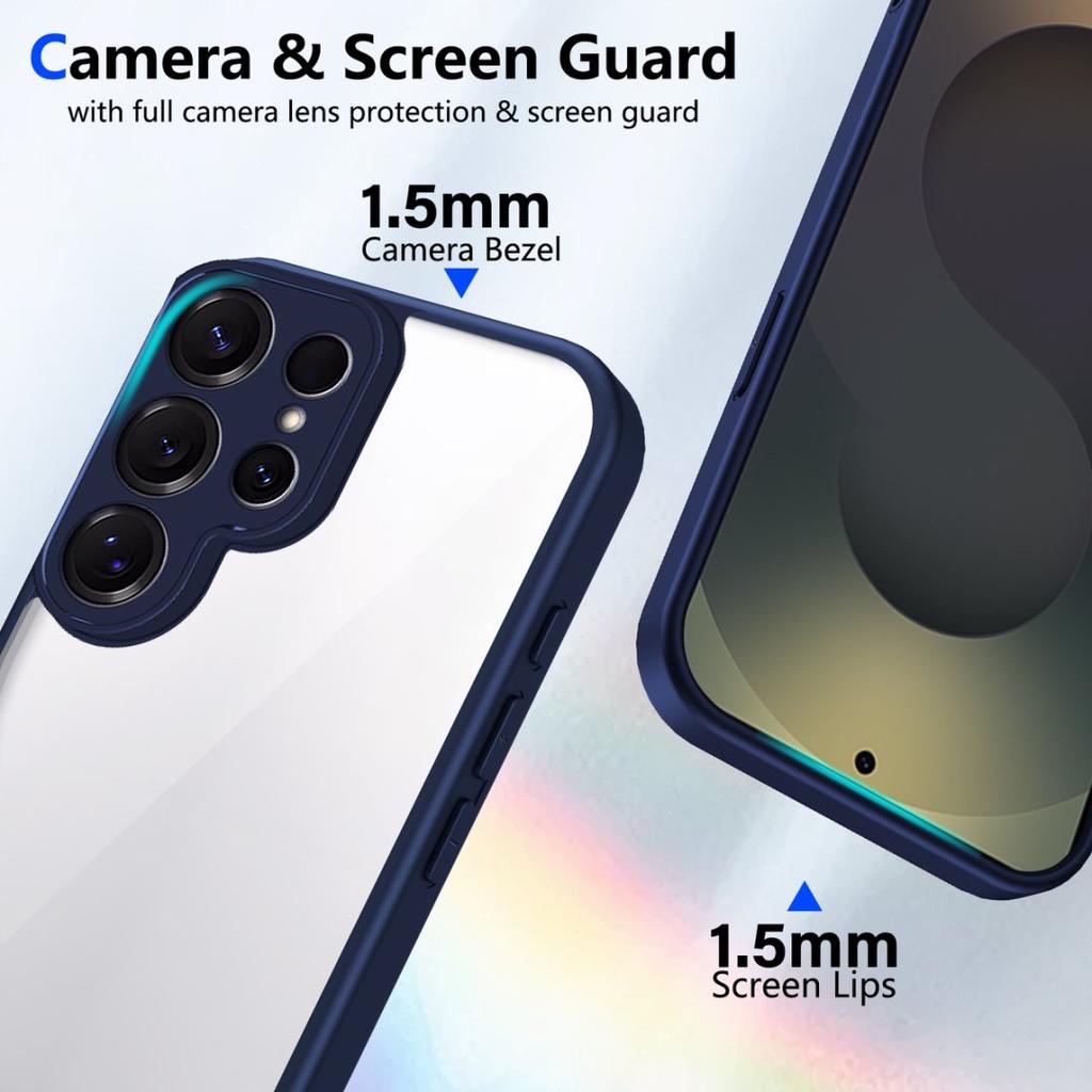 Clear Soft Frame Phone Case for Samsung Galaxy S25 S24 S23 S22 Plus Ultra S21 S20 FE Shockproof Protect Cover Hard Acrylic Shell