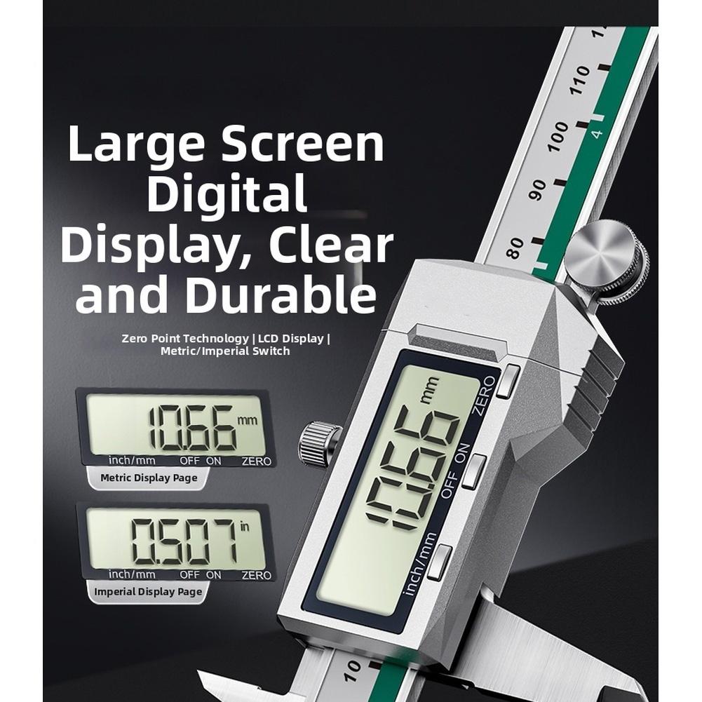 Digital Vernier Caliper Measuring Tool With Large 1.7-inch LCD Screen, Stainless Steel Construction And Dual Measurement Units