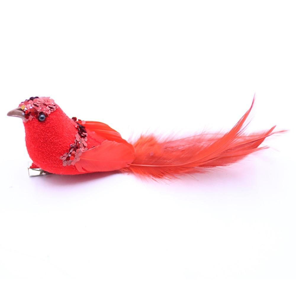 2Pcs with Glitter Feather Imitation Birds Foam Simulation Feather Birds  Christmas