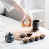 Glass travel tea set portable express cup outdoor kung fu teacup Japanese teapot business gift set