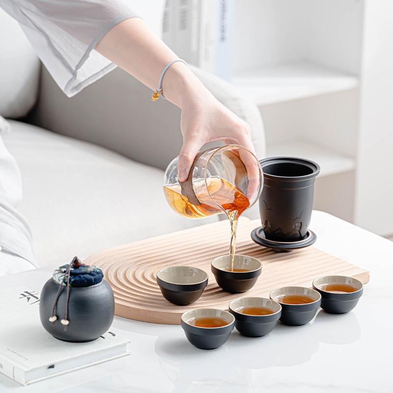 Glass travel tea set portable express cup outdoor kung fu teacup Japanese teapot business gift set