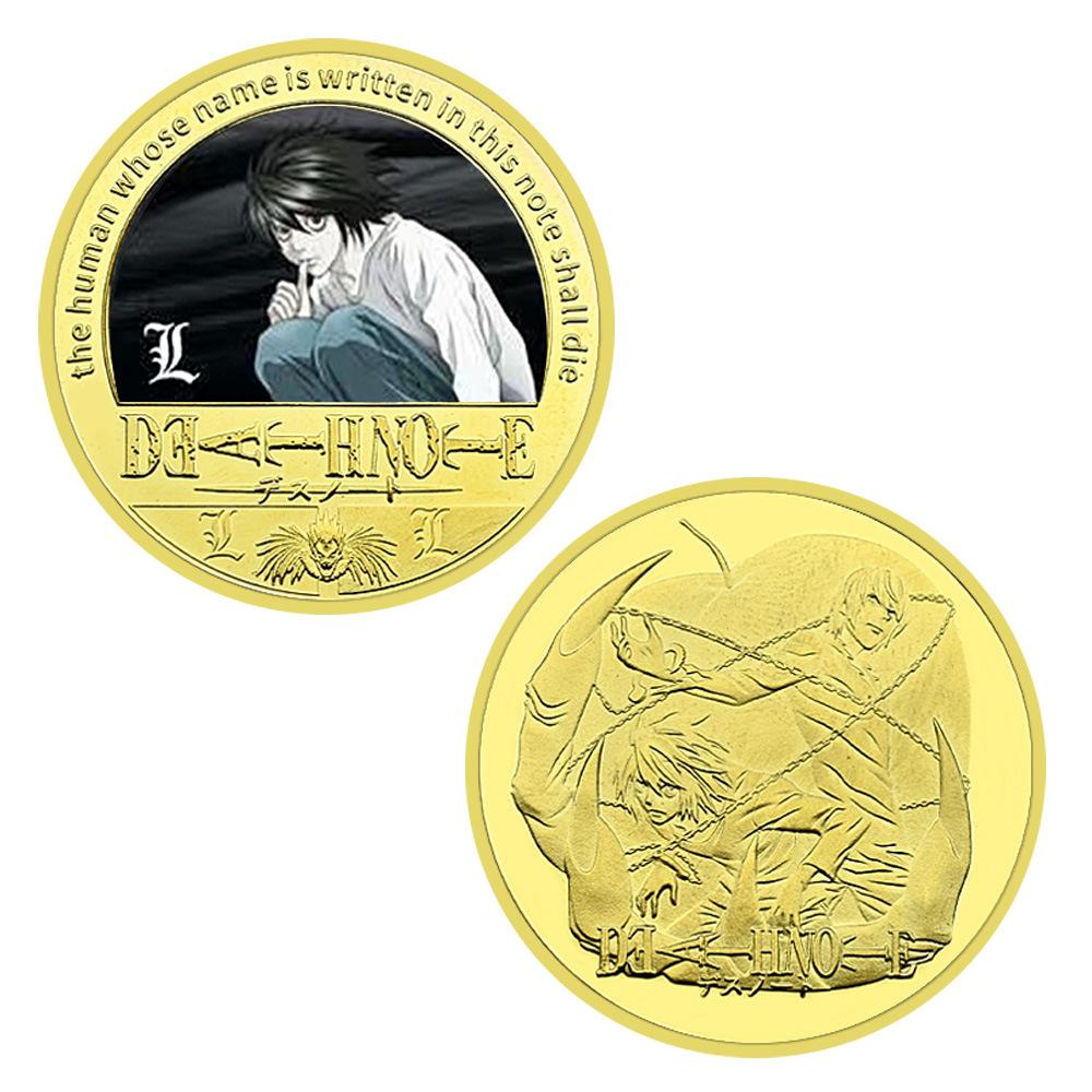 Notes Coin Japanese Detective Manga Gold Plated Color Commemorative Coin Anime Peripheral Commemorative Badge Collection Gift