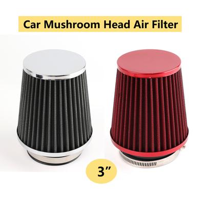Autozubehör 3" 76mm Performance High Flow Kaltlufteinlassfilter Racing Sport Power Trockenfilter Kegel Silber Rot Universal Ersatz